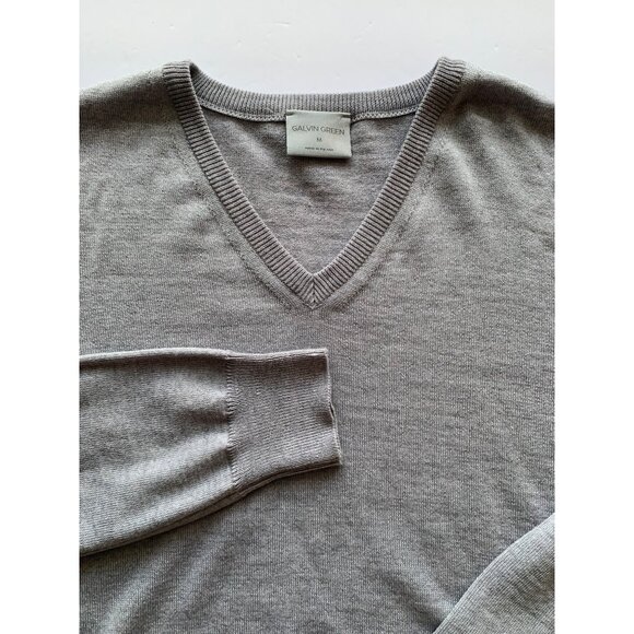 Galvin Green Men's SZ Medium V-Neck Merino Wool Sweater Gray Medium - Picture 1 of 11